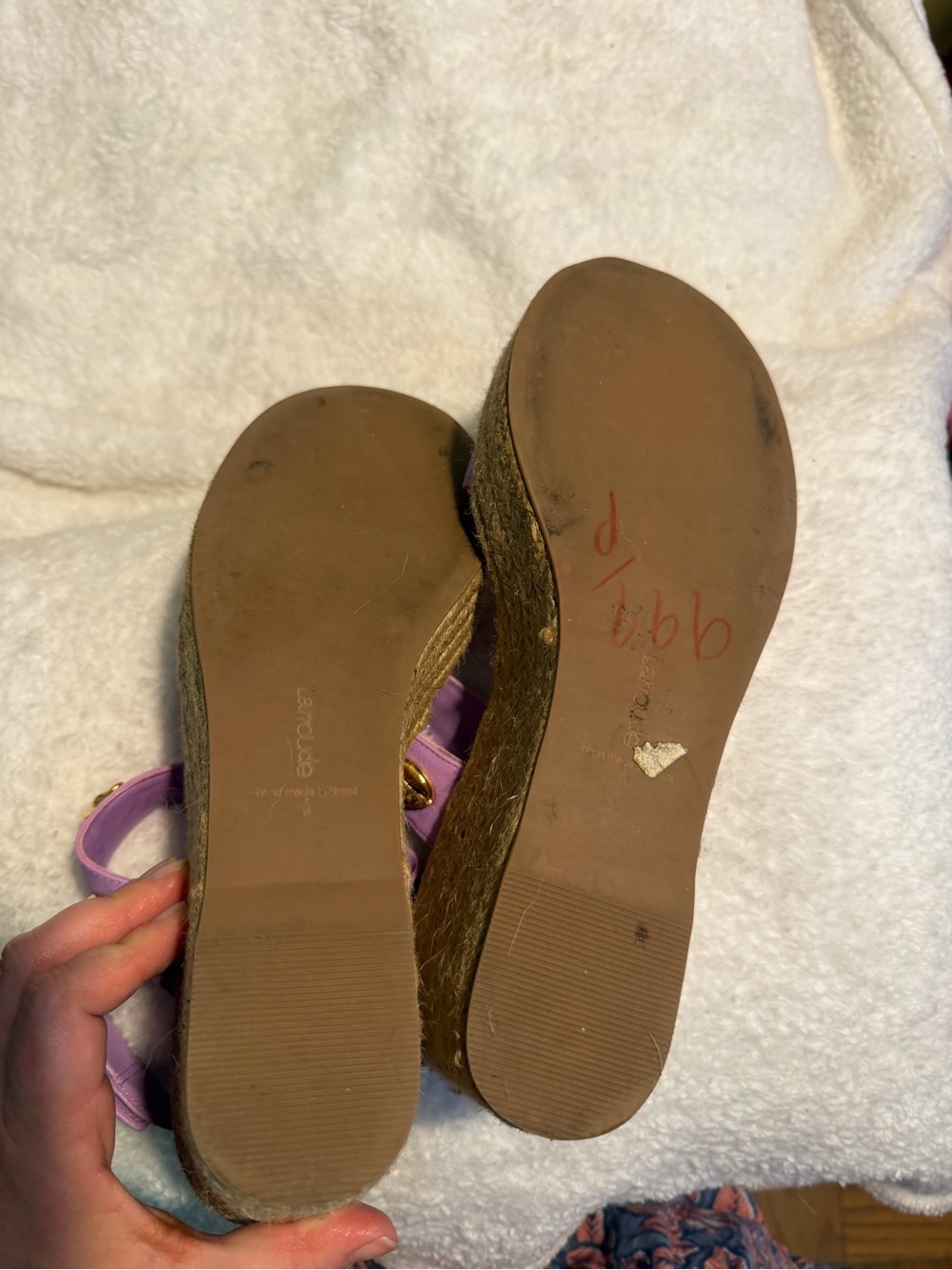 Larroude Madison Espadrille Wedge in Lilac Leather 9 - Picture 11 of 13